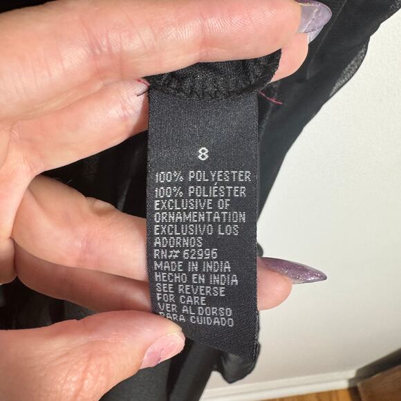 Scarlett Nite Dress Juniors 8 Black Blink Strap Midi Asym Hem Whimsygoth Witchy - Picture 9 of 11